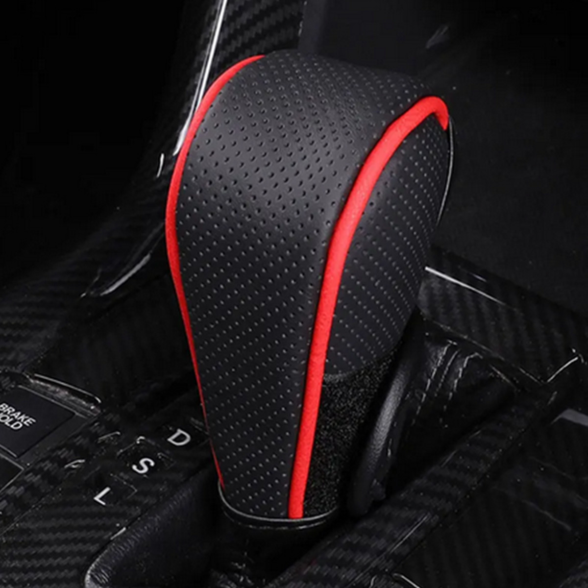 Car Gear Shift Knob Covers Genuine PU Leather Gear Sleeve Protector Breathable