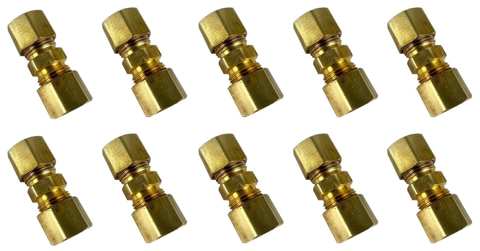10 PC - 5/16' ( 8 mm ) UNION COMPRESSION FITTINGS BRASS
