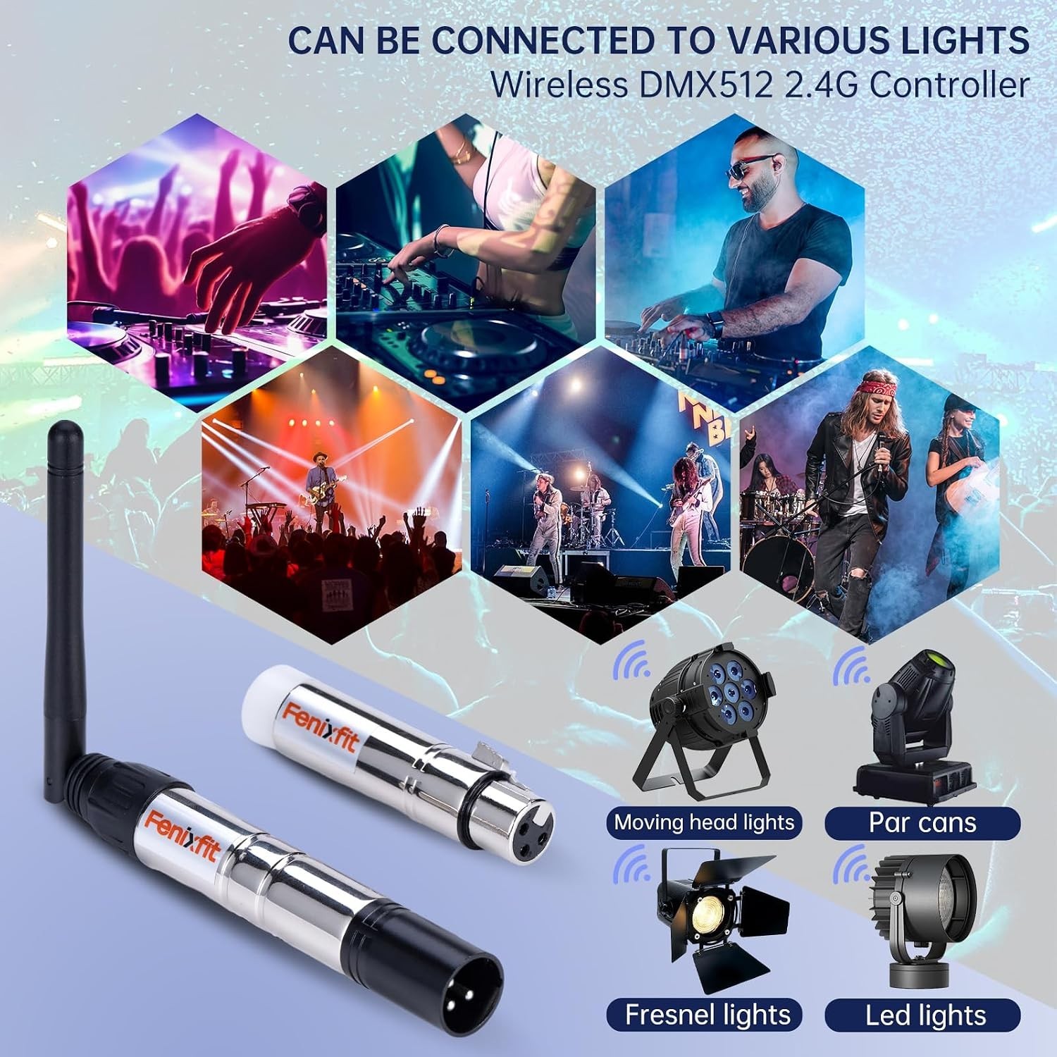 Reliable Weather-Resistant Wireless DMX Transmitter & 7 Receivers - DJ Essential