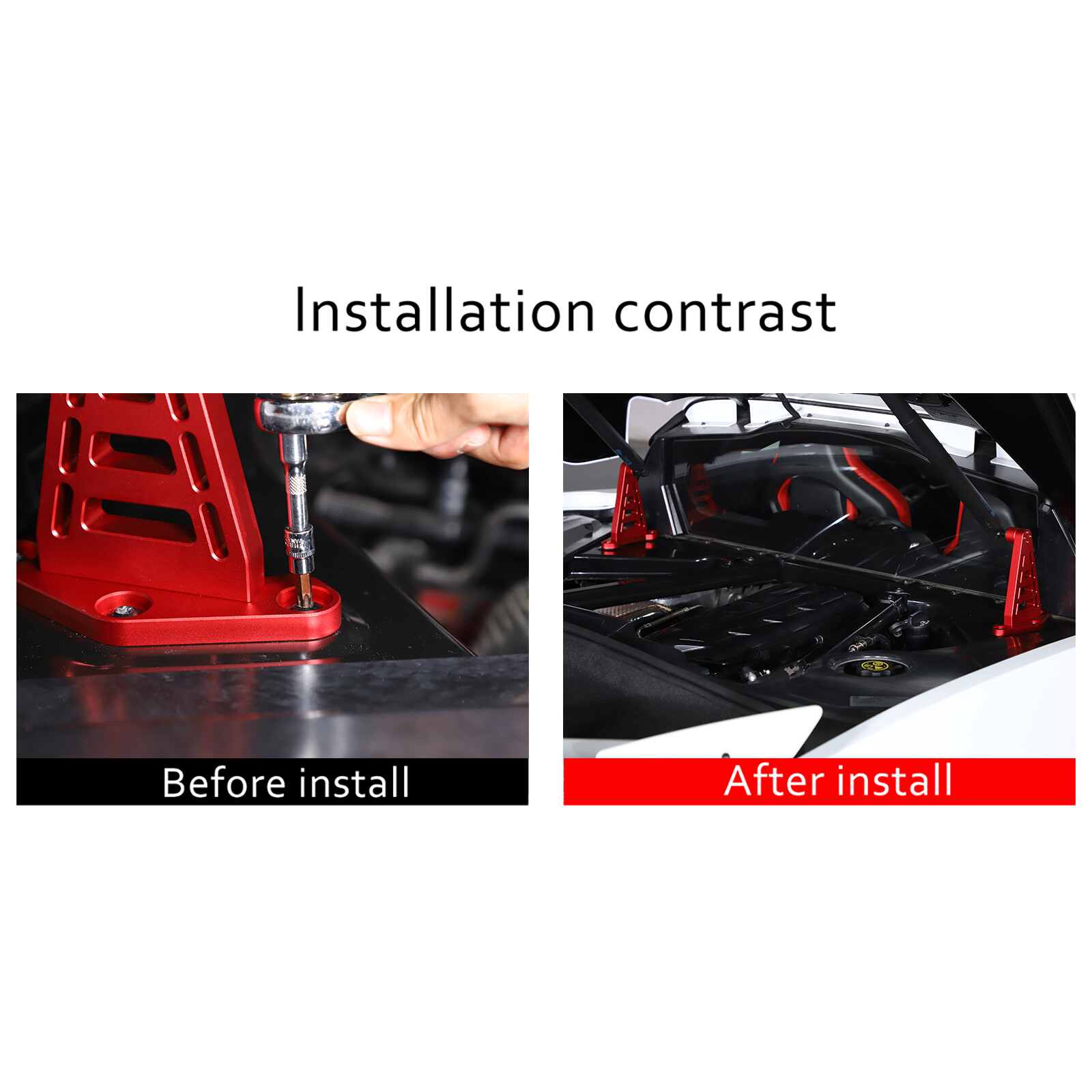 Replacement Red RaceLite Rear Hatch Support Brackets For Corvette C8 2020-26 US