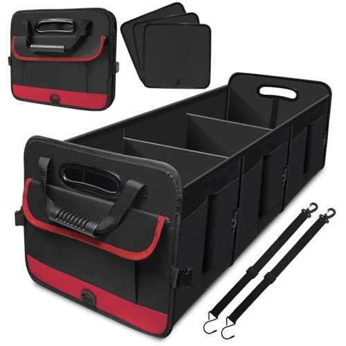 Car Trunk Organizer,Heavy Duty Collapsible 95 L Capacity Car Trunk Red 95L