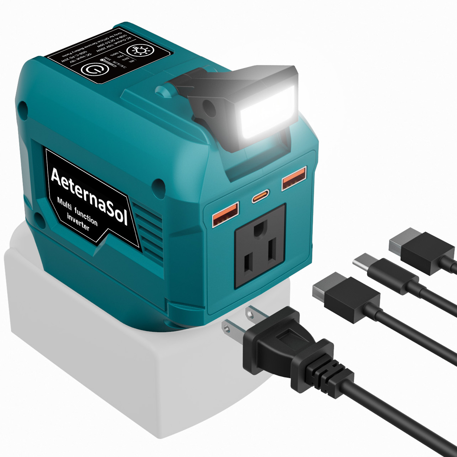 Compatible with Makita 18V Battery Power Inverter 220W-250W AC 110V 3 USB Ports