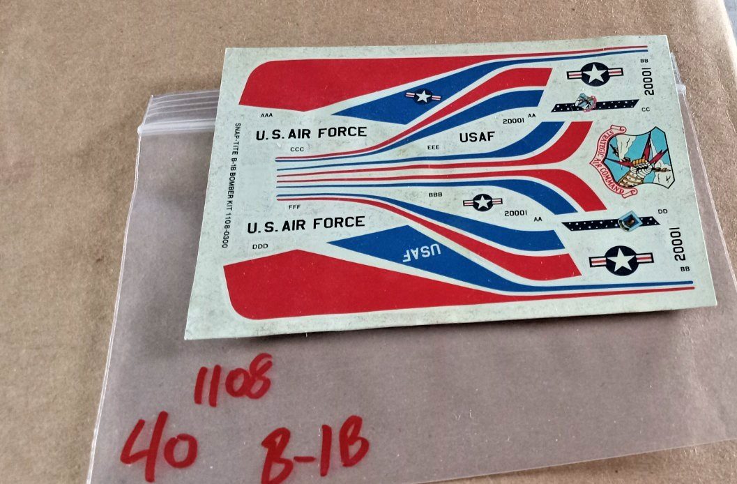 Monogram B-1 Bomber kit # 1108  1/144 Scale Decals only Pack #40 READ DESC!!!!!!