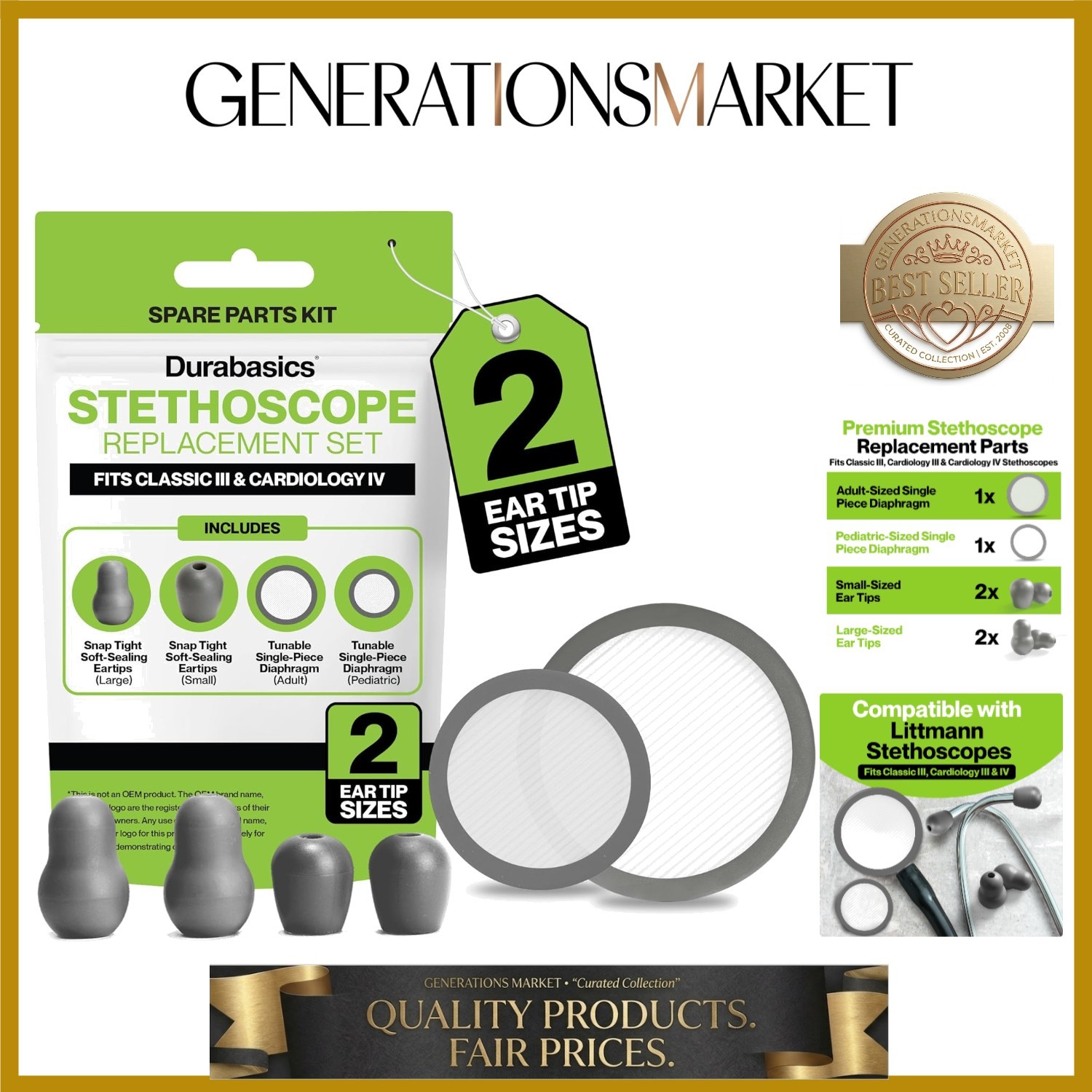 Classic 3, Cardiology 3 & Cardiology 4 Accessories Kit for Littmann Stethosco...
