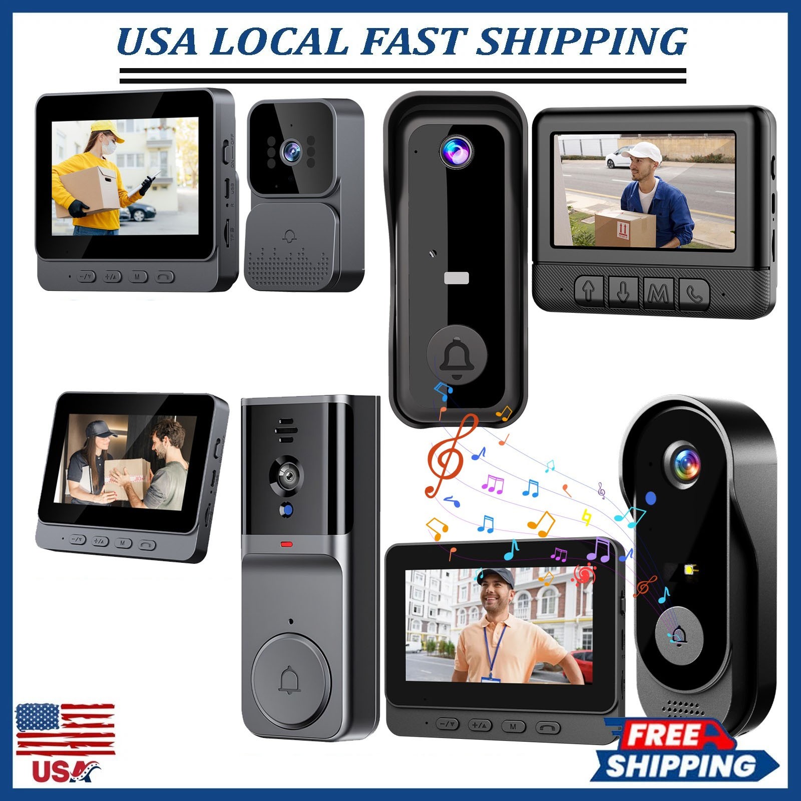 Video Doorbell 1080P Camera Night Vision Motion Detection Wireless Intercom Bell