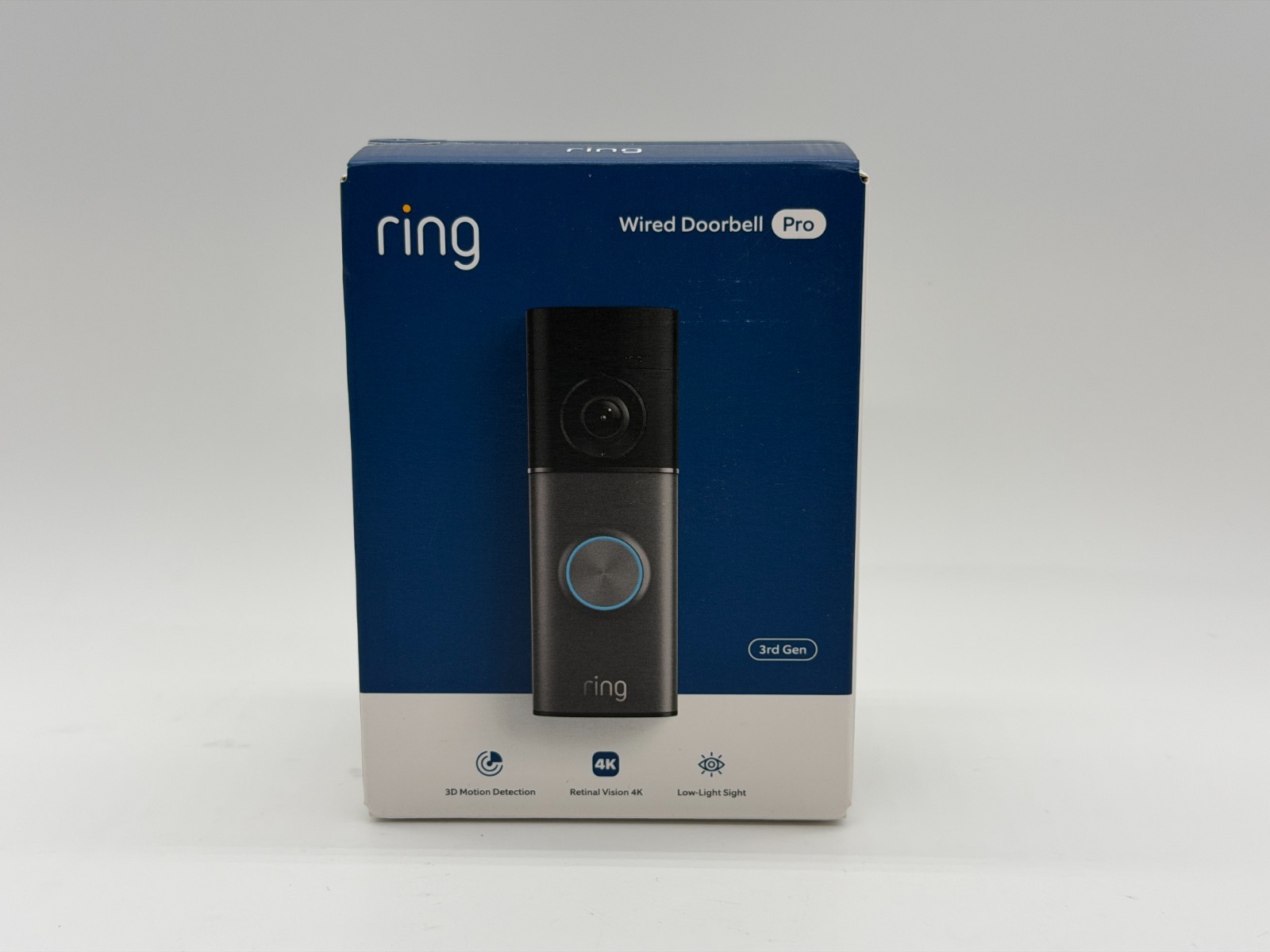 Ring Wired Doorbell Pro (3rd Gen) - 4K Retinal Vision 3D Motion Deep Silver NEW