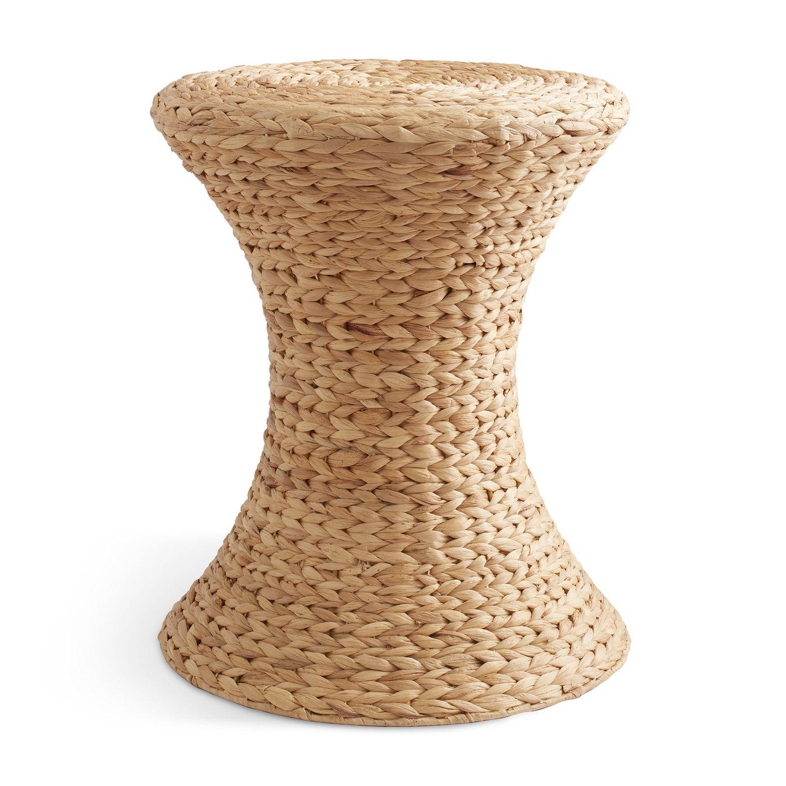 Hourglass Side Table, Hyacinth Wicker Round End Table, Boho Accent Table,