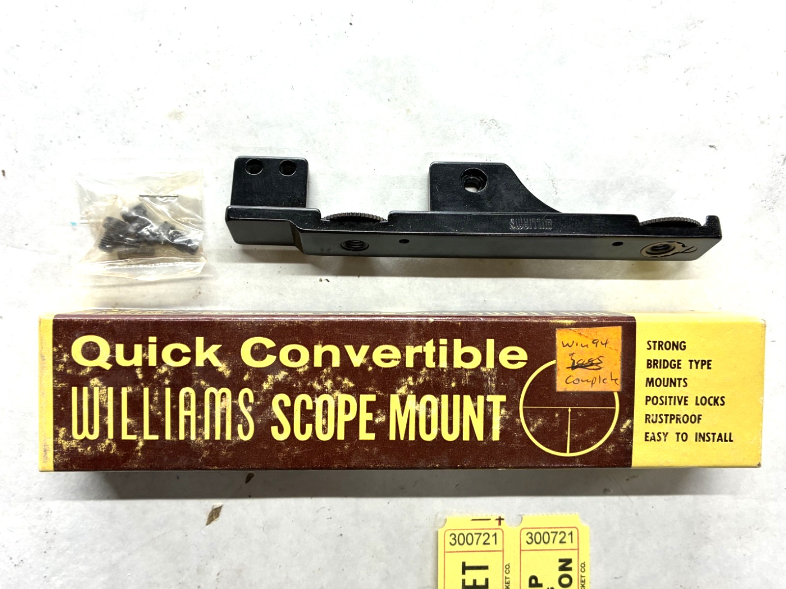 Vintage Williams no drill scope mount base SM 94/36 mod 94 top eject 300721