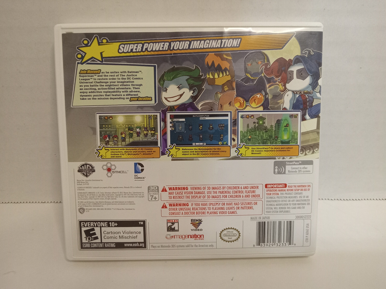 Nintendo 3DS Scribblenauts Unmasked A DC Comics Adventure 2013 CASE ONLY