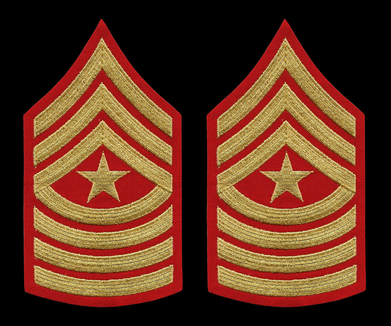 US Marine Corps USMC Sergeant Major E-9 Mens Rate *Pair* (Gold on Scarlet)