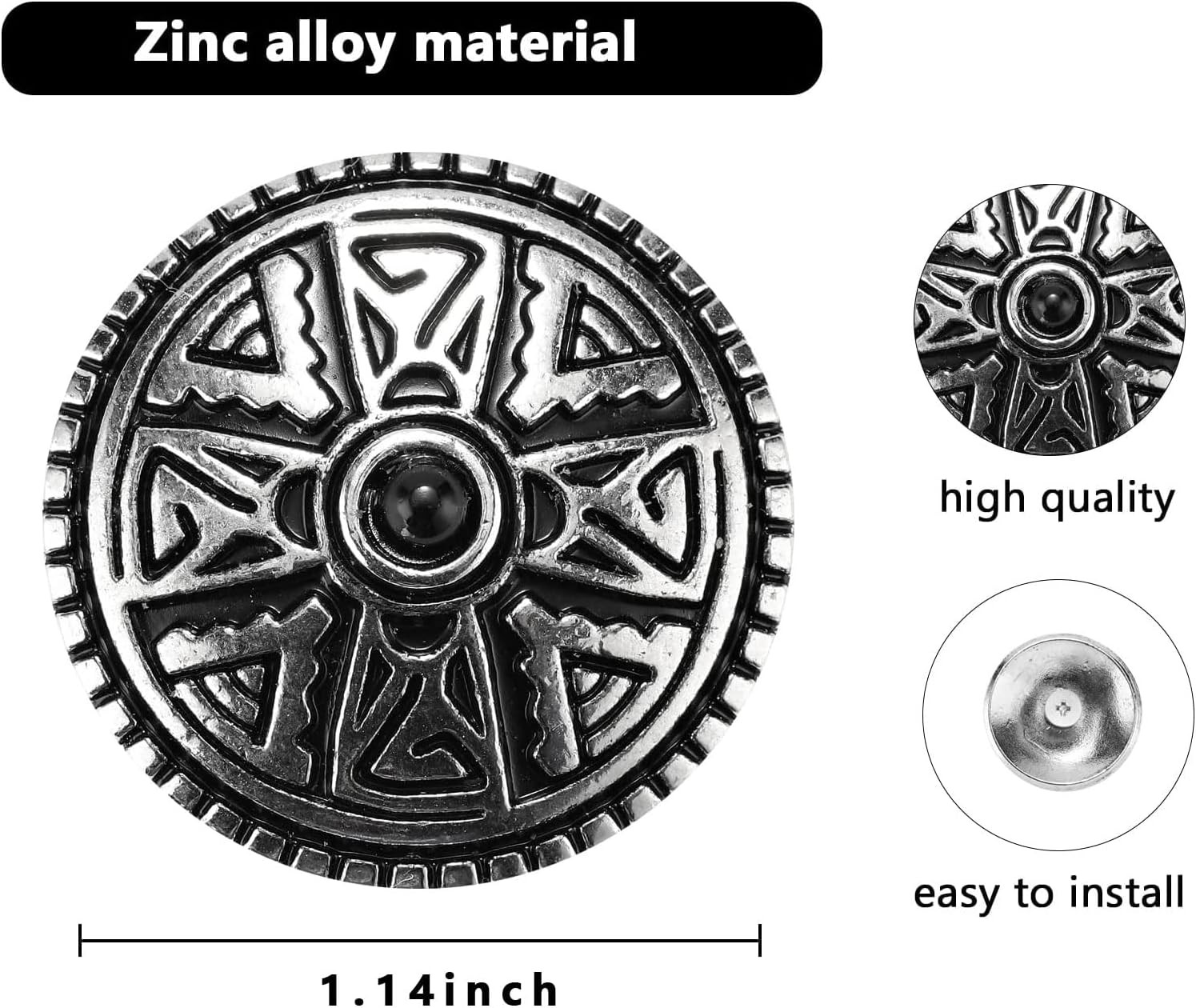 12Pcs Leather Decorative Buttons,Metal Stud Screw Back Rivet DIY Creativity Prod