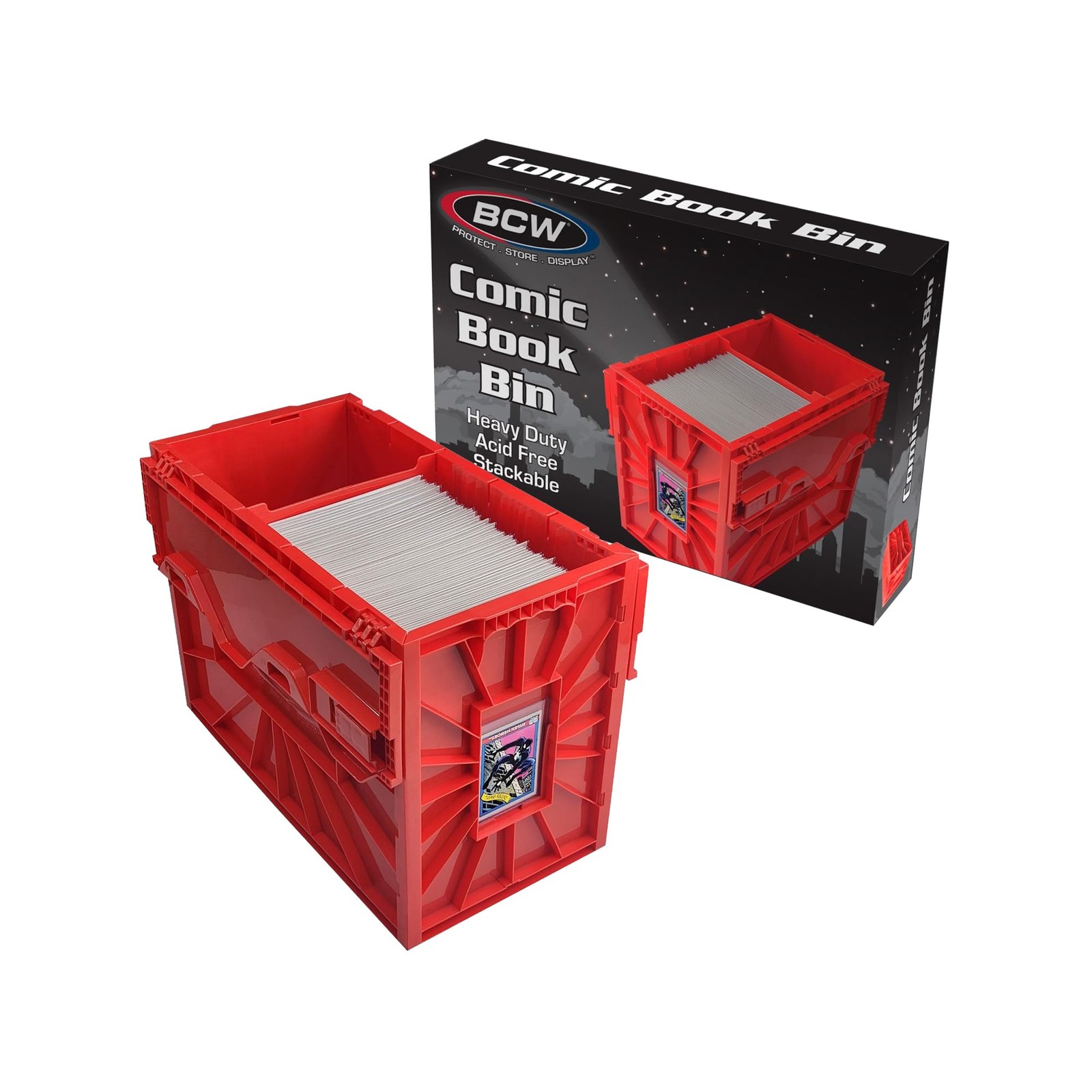Short Comic Book Bin | Holds 150 Comics | Stackable Plastic Storage | Acid-Fr...