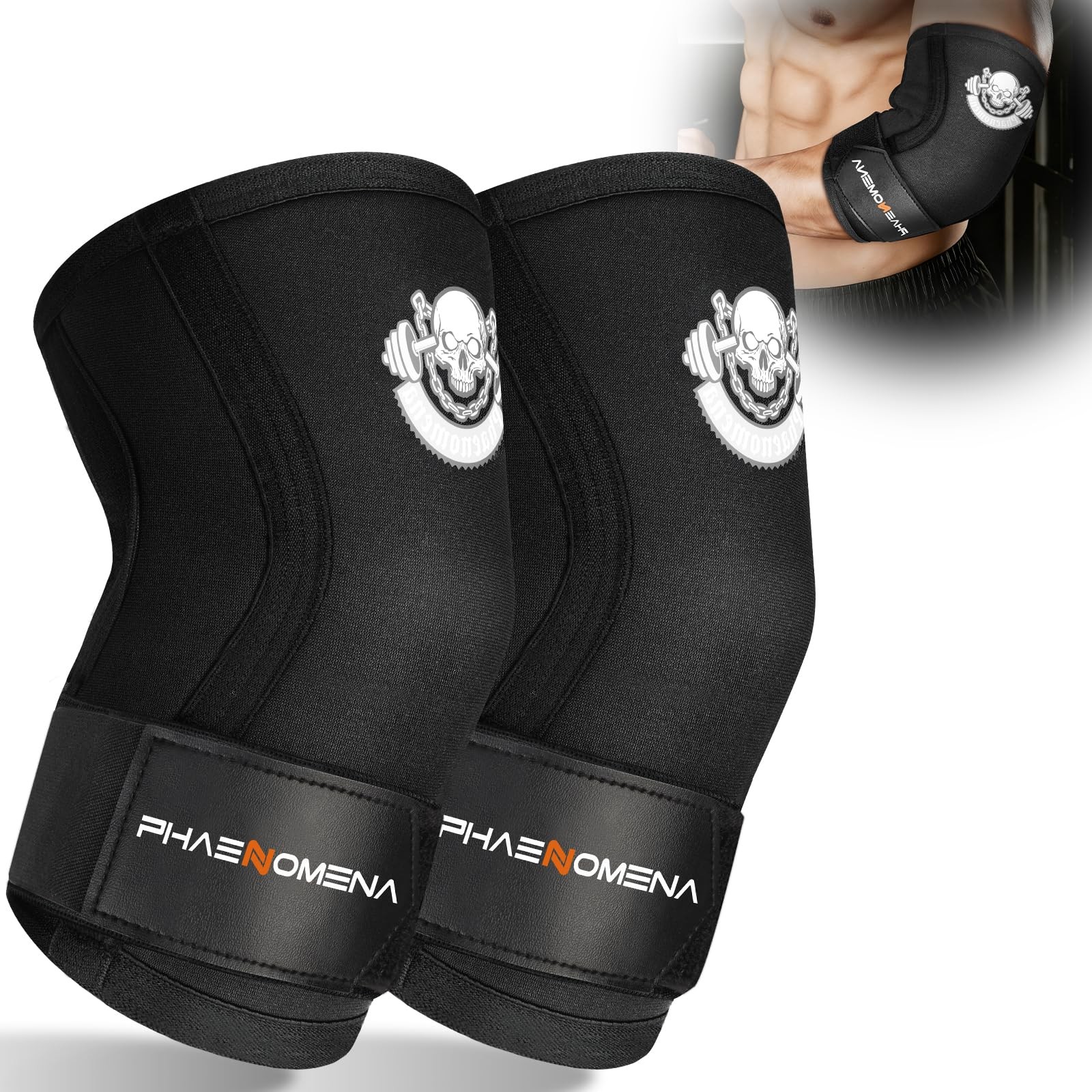 Weightlifting Elbow Brace(1 Pair), Elbow Sleeve With Dual Pressurization Desi...