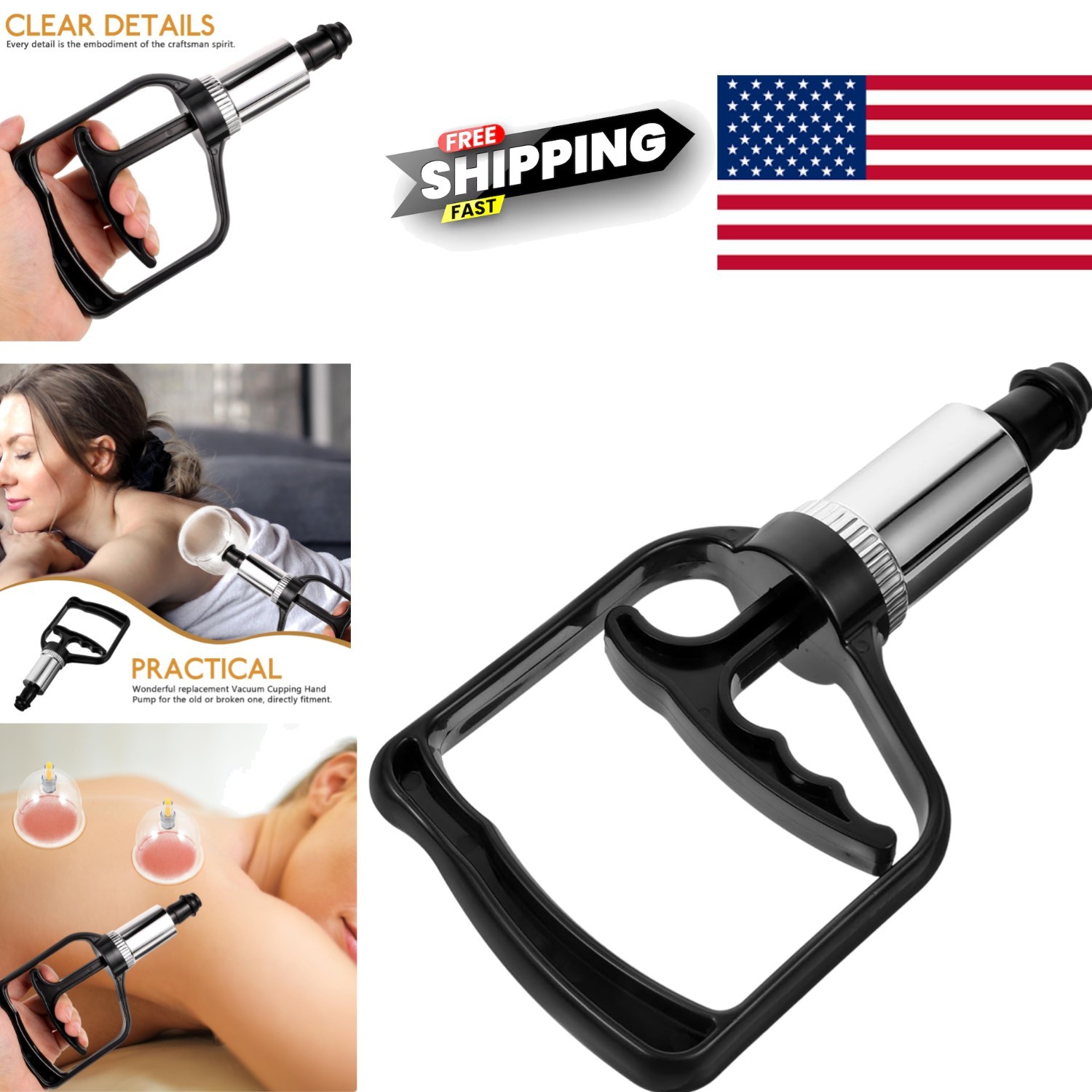 Cupping Pump Manual Vacuum Tool for Muscle Therapy with Strong Suction Control