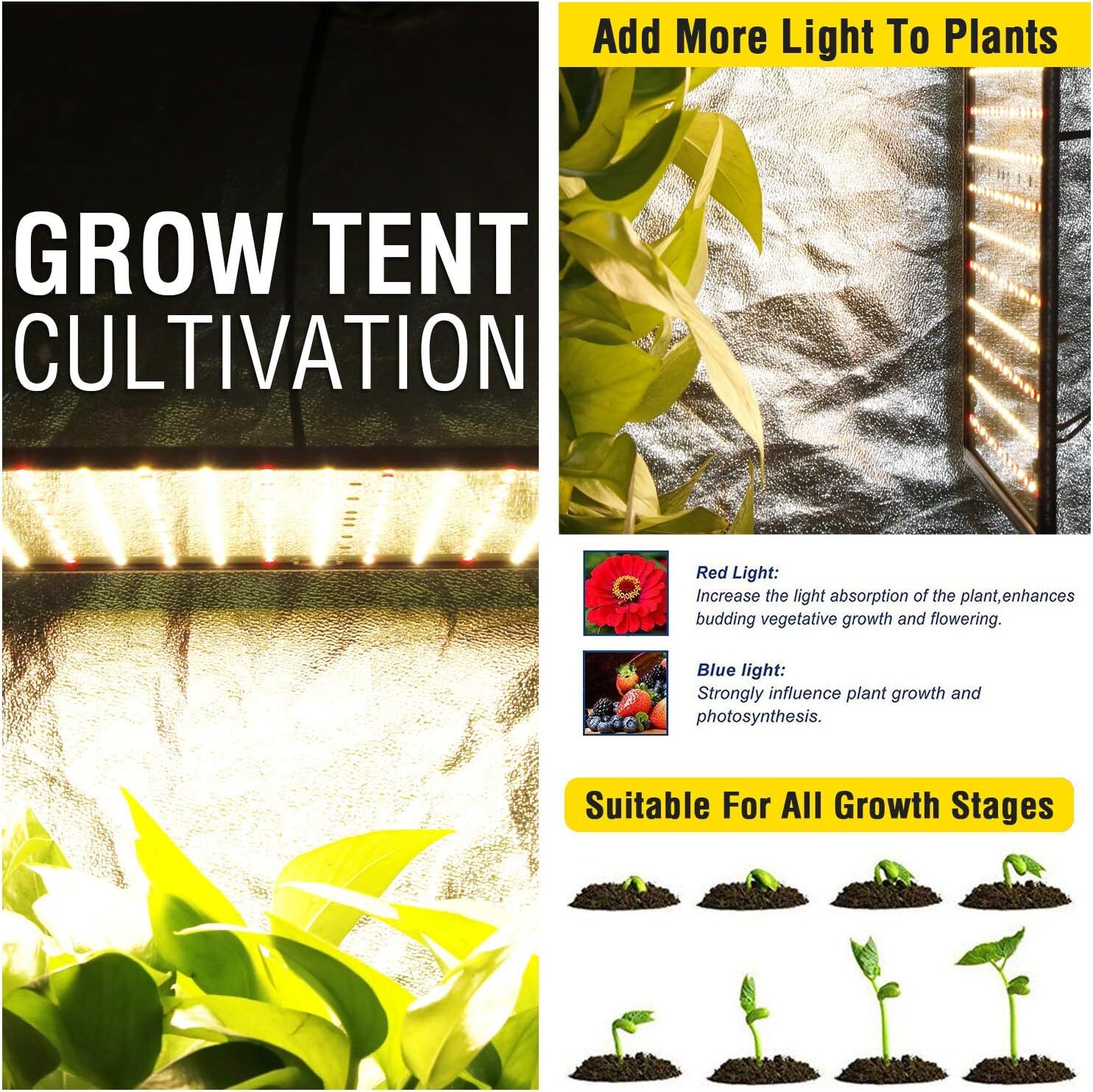 2500W Grow Light Panel Full Spectrum LED Lamp for Indoor Plant Veg Flower`