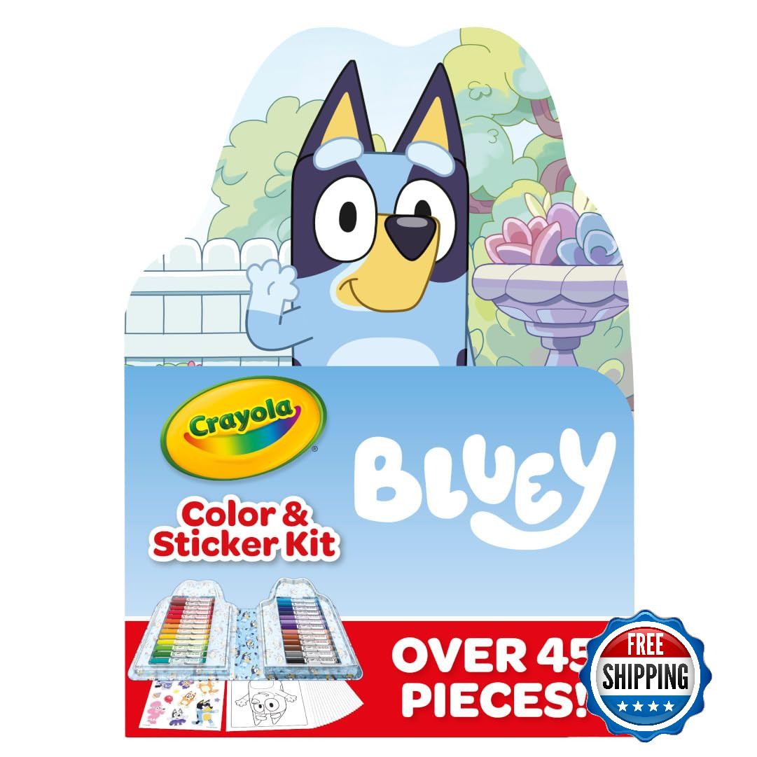 Crayola Bluey Art Kit for Kids (45pcs) - Coloring Pages & Stickers