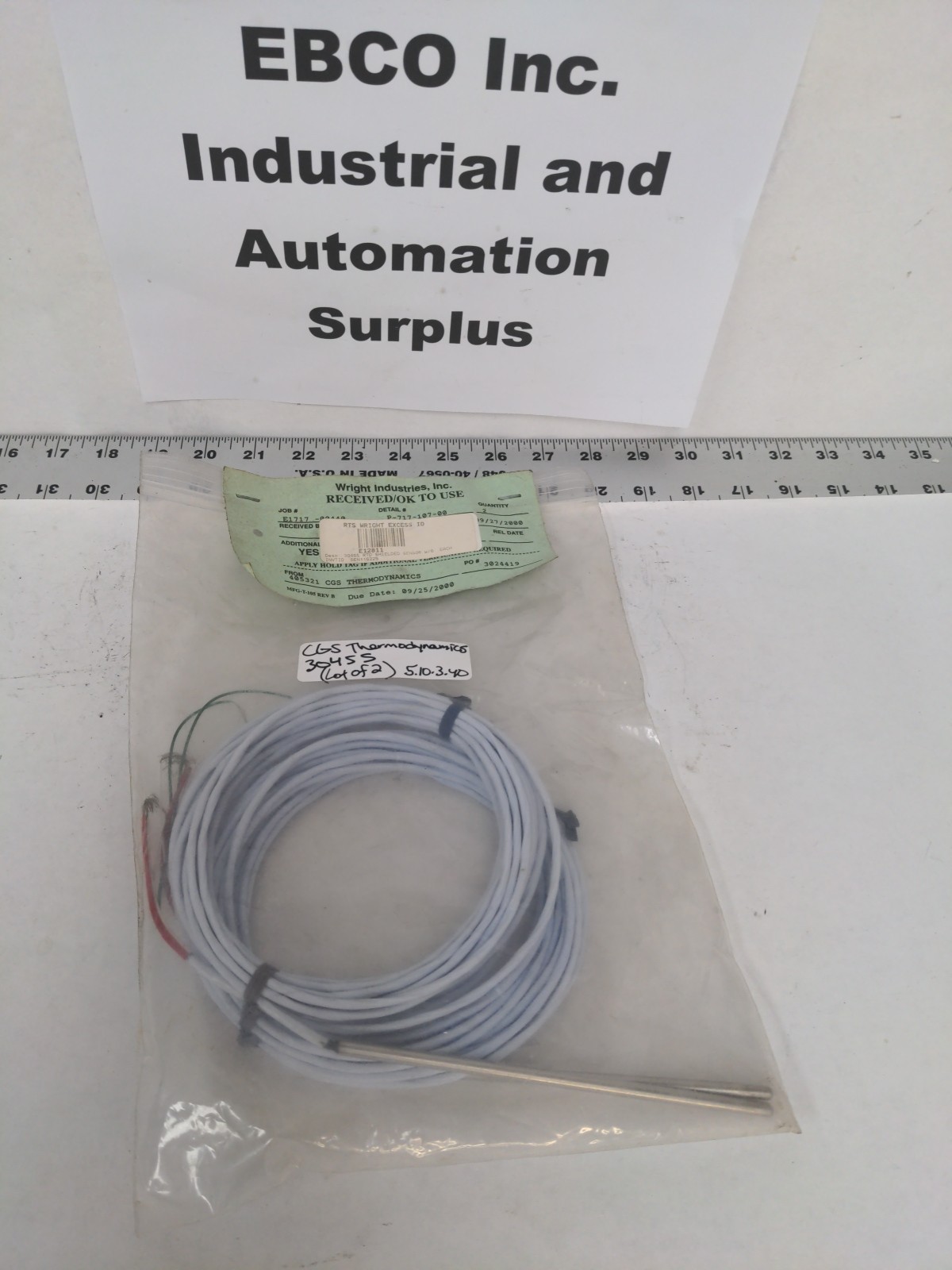 CGS THERMODYNAMICS 304SS RTD SHIELDED SENSOR, LOT OF 2