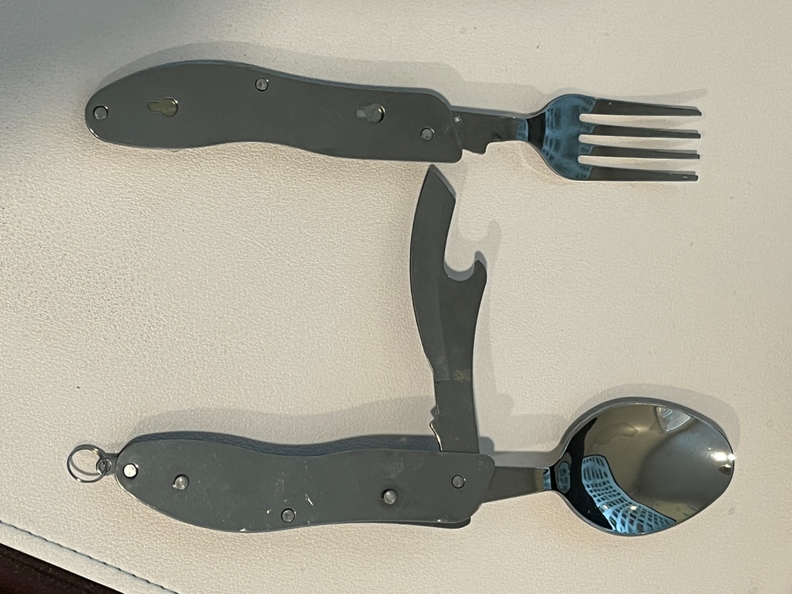 Multi-Tool Camping Utensil Orblue Foldable Fork Spoon Knife & Bottle Opener