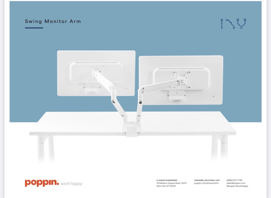 Poppin Swing Double Monitor Arm