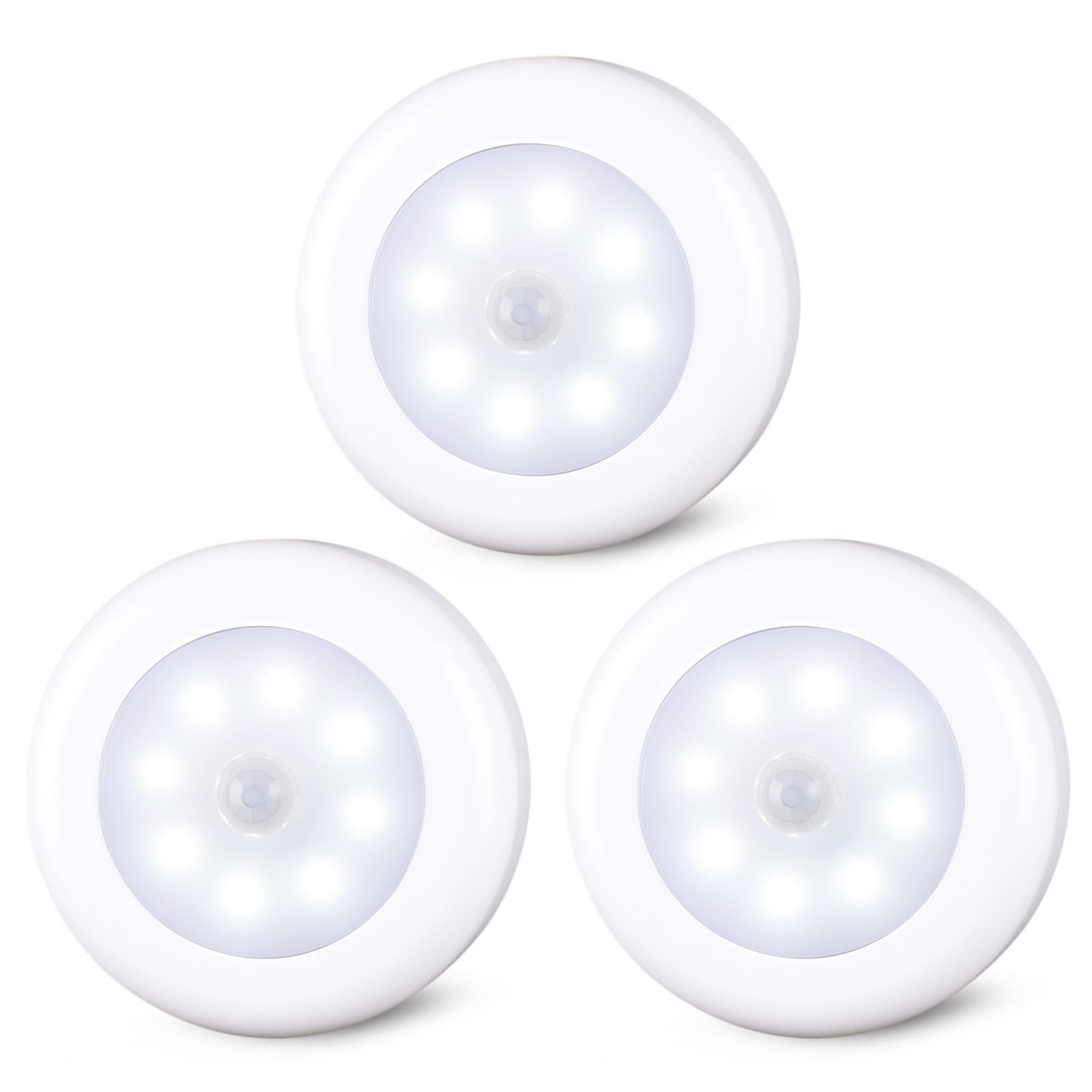 STAR-SPANGLED 3 Pack 3.1” Motion 3.1 inch, AA Battery Operated, White -