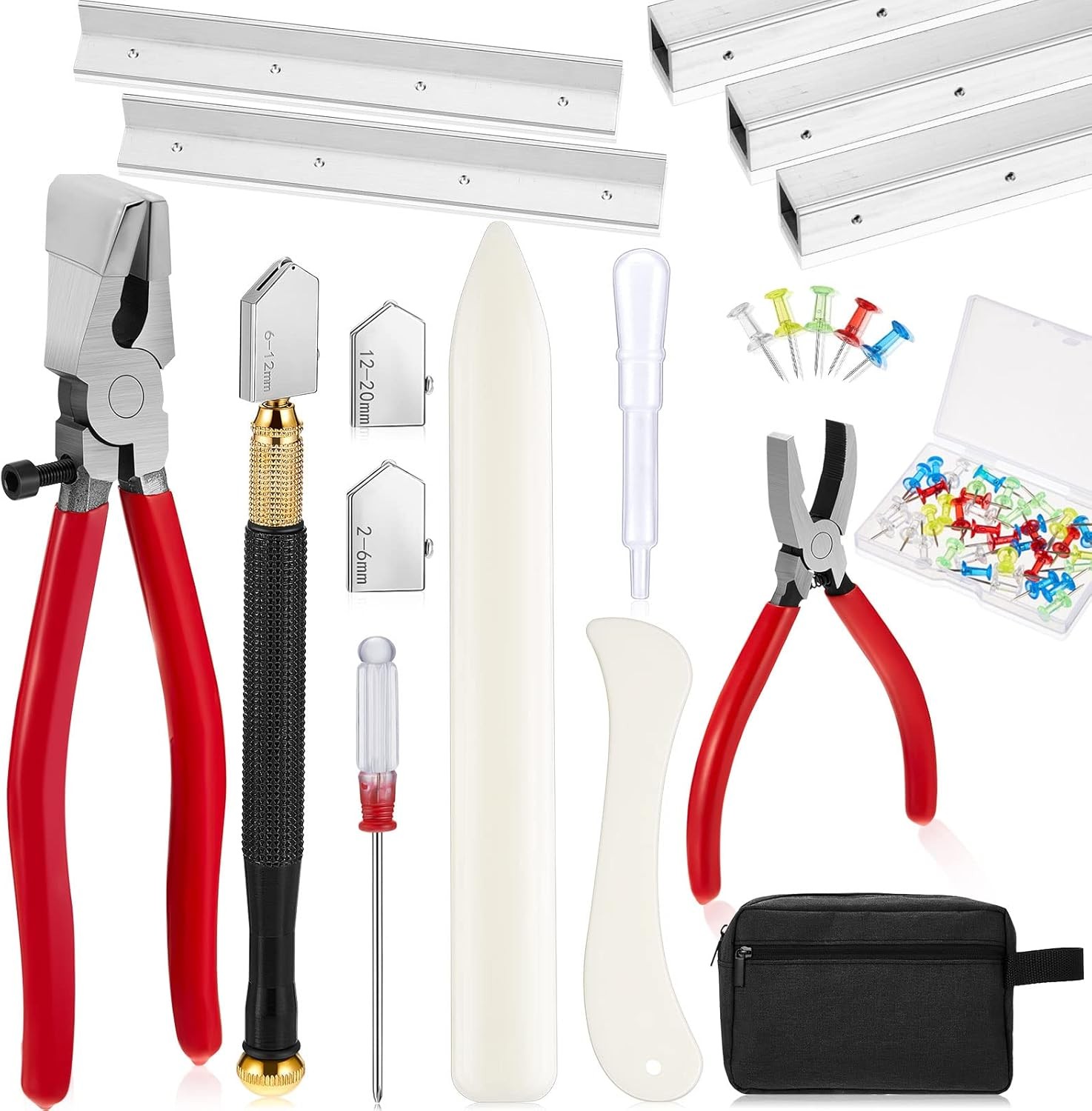 58 Pcs Stained Glass Supplies Cutter Kit Including 8 Layout Block System 2...
