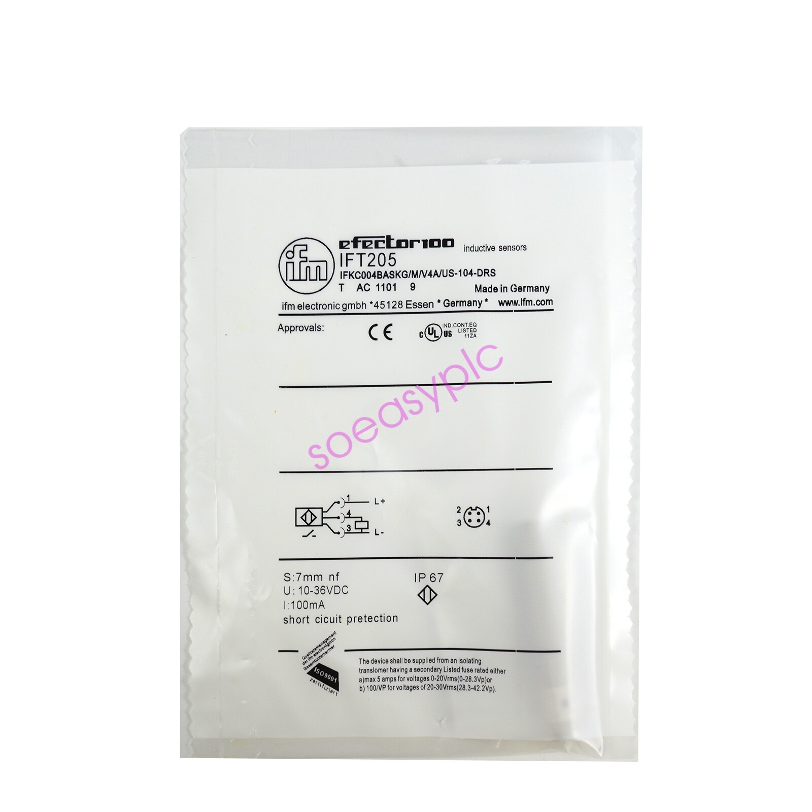 IFM IFT205 IFKC004BASKG/M/V4A/US-104-DRS Proximity Switch Sensor New #