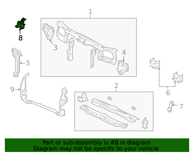 Genuine Ford Radiator Support Bracket YL8Z-8A193-AA