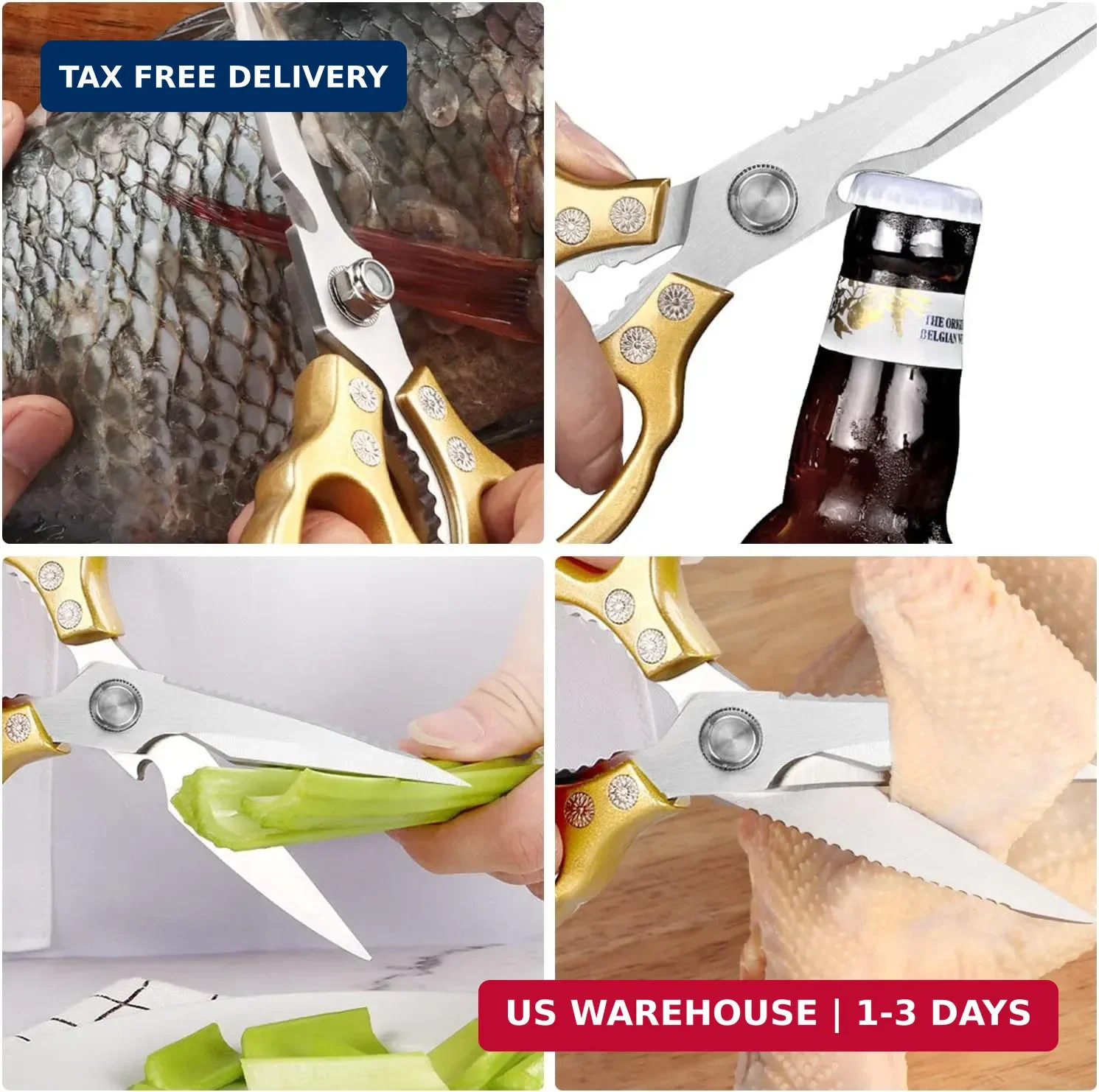 AWinjoy Kitchen Scissors, Heavy Duty Sharp Shears Dishwasher Safe, Kitchen Acces