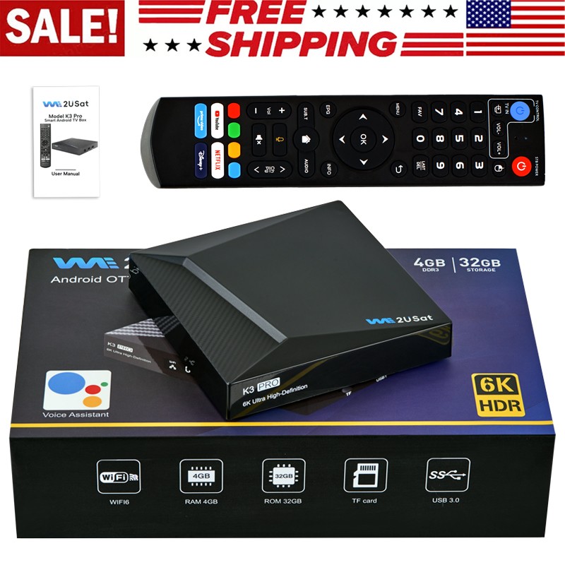 We2USat K3 Android Box-Smart Media Player-WiFi -Voice Remote 2026 Version