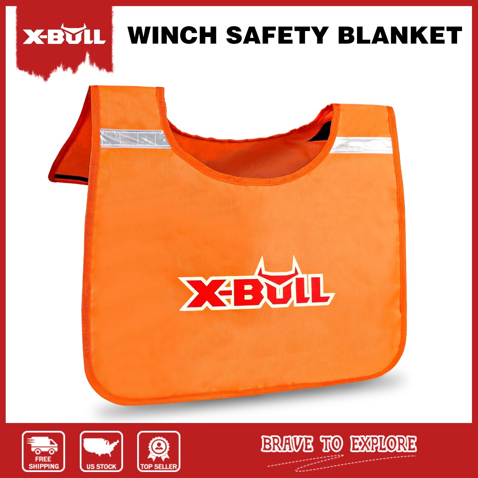 X-BULL Winch Safety Blanket Damper Cable Dampener Cushion 4WD Recovery Orange
