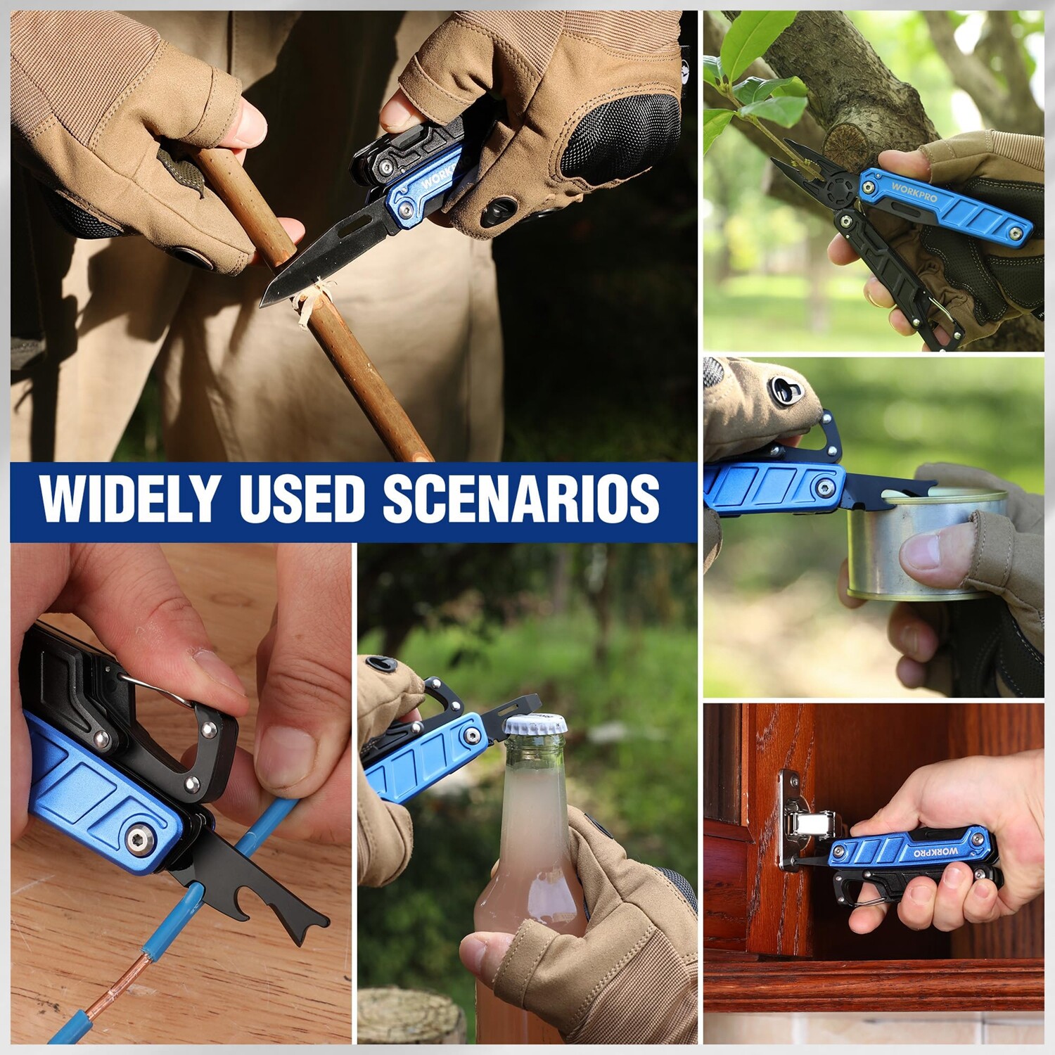 WORKPRO Multitool-11 in 1 Multitool Pliers w/Pocket Clip Sheath-EDC Multi Knives