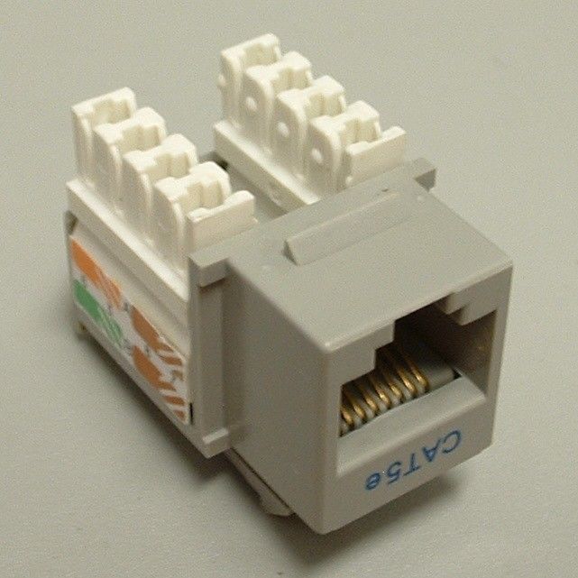 CAT5e Premium Keystone RJ45 110 Punch Down Keystone Snap-In Jack Insert - Gray