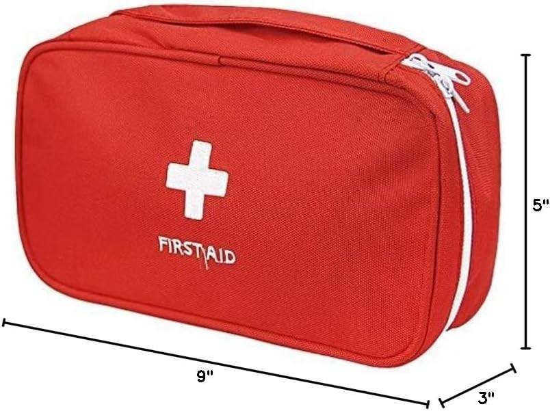 Durable Red First Aid Bag - Multi-Compartment Medical Kit for Home and Hiking
