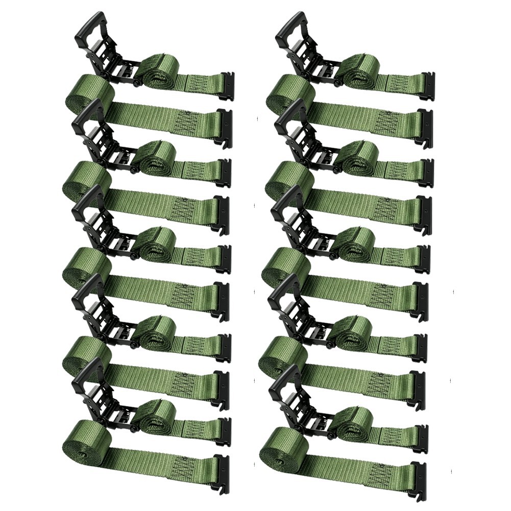 10 PK 2" x 12' Heavy Duty E Track Ratchet Strap for Enclosed Trailers Van Truck