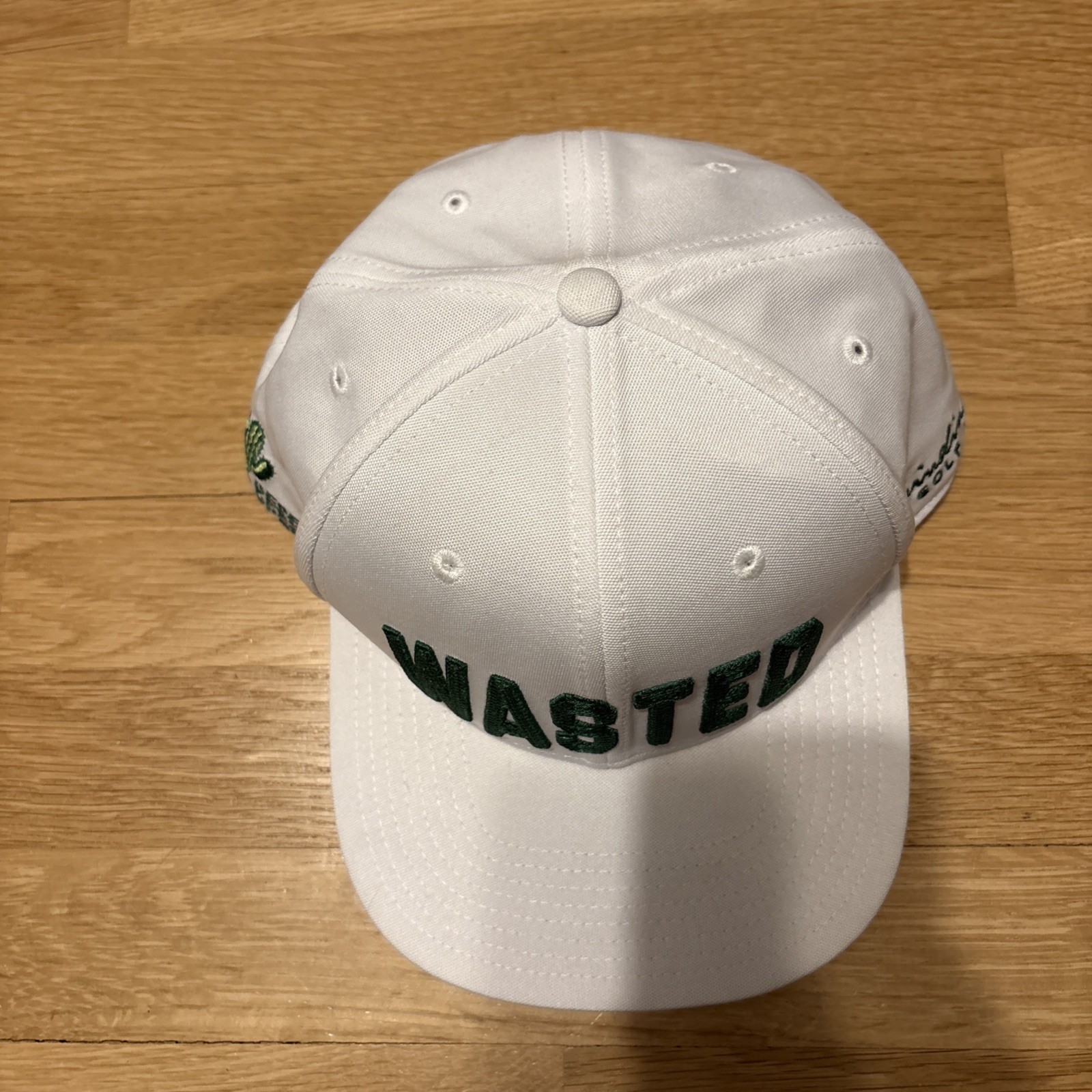 Grindin Golf Co WASTED Desert Open Hat SnapBack Cap White Green Logo