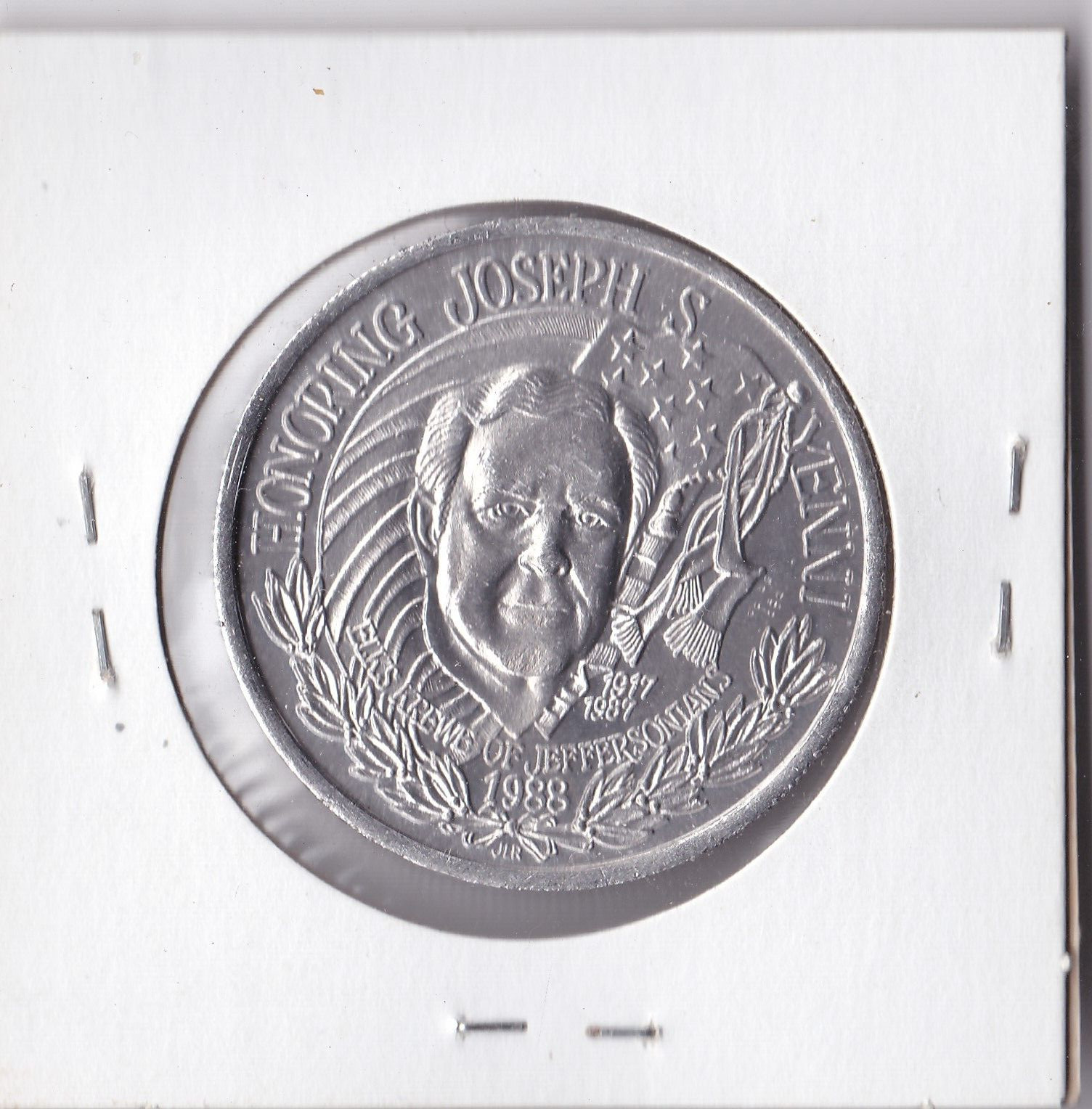 1988 ELKS KREWE of ORLEANIANS HONORING JOSEPH S YENNI  1988 Mardi Gras DOUBLOON