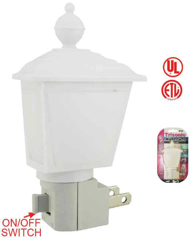 4 Watt Lamp Post Shape Night Light - On/Off Switch - UL Listed