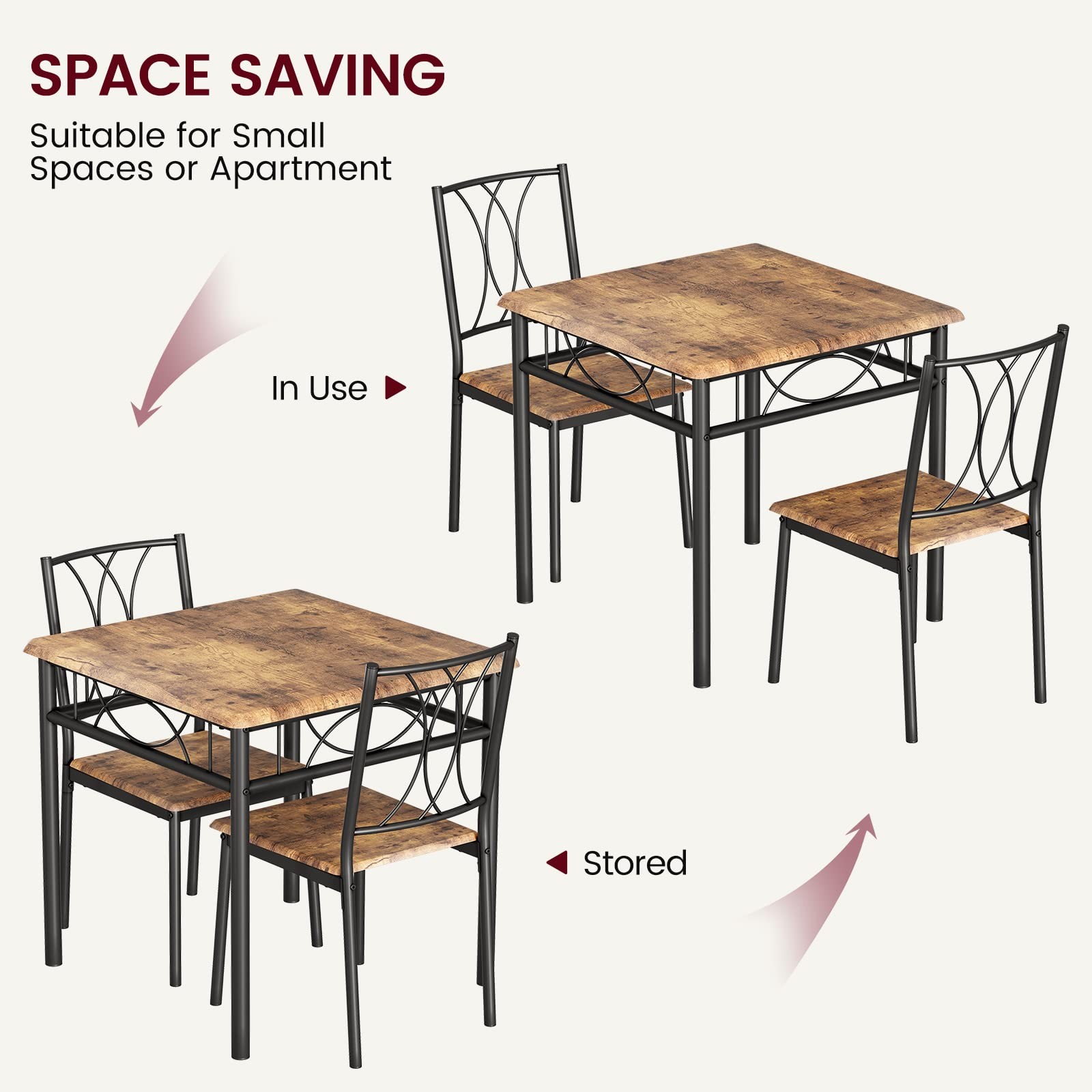 ✨Dining Room Table Sets, 3 Piece Kitchen Table & Chair Sets, Space Saving Design