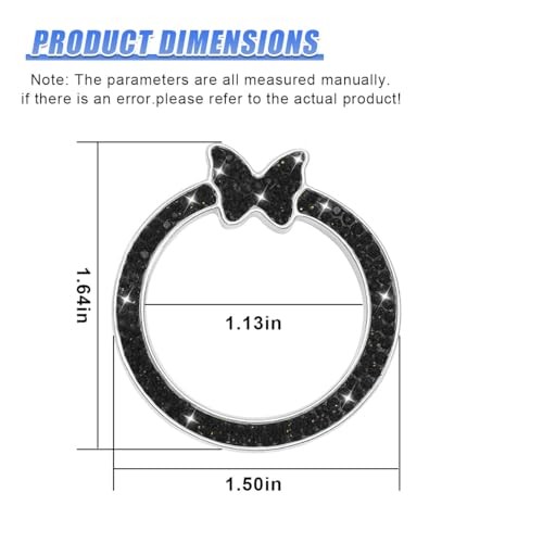 Bling Butterfly Car Engine Start Stop Decoration Ring, Cute Rhinestone Black