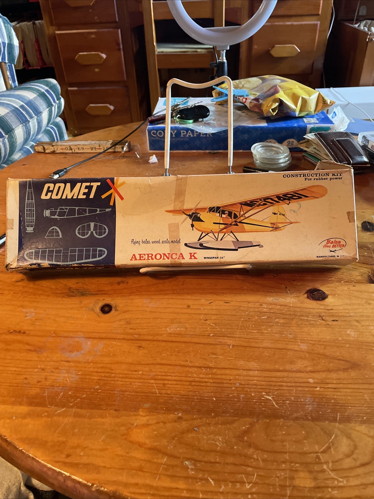 New Old Stock Comet Aeronca K 25" Wingspan #3208 Balsa Wood Airplane Model Kit