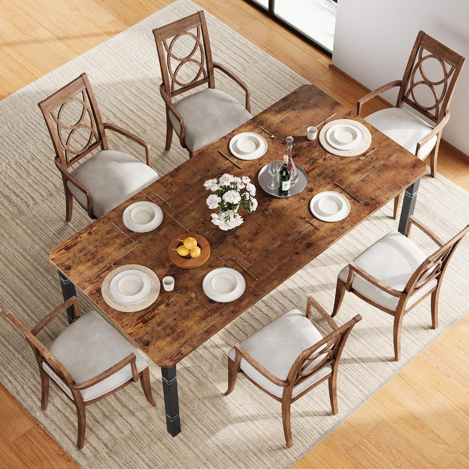 71" Dining Table for 6-8 People, Modern Rectangular Kitchen Table with Sturdy...