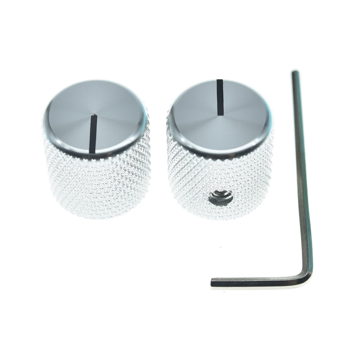 2pcs Metal Guitar Bass Knobs 1/4" Pots Knob w/ Indicator for Fender Tele/P Bass
