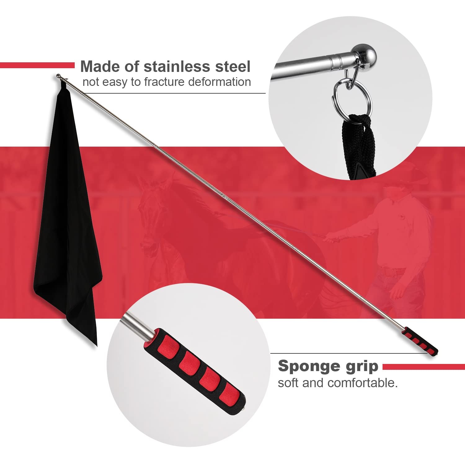 GAITWIN Horse Training Flag Equipment 5 Pcs with 1Pcs Telescopic Multiple