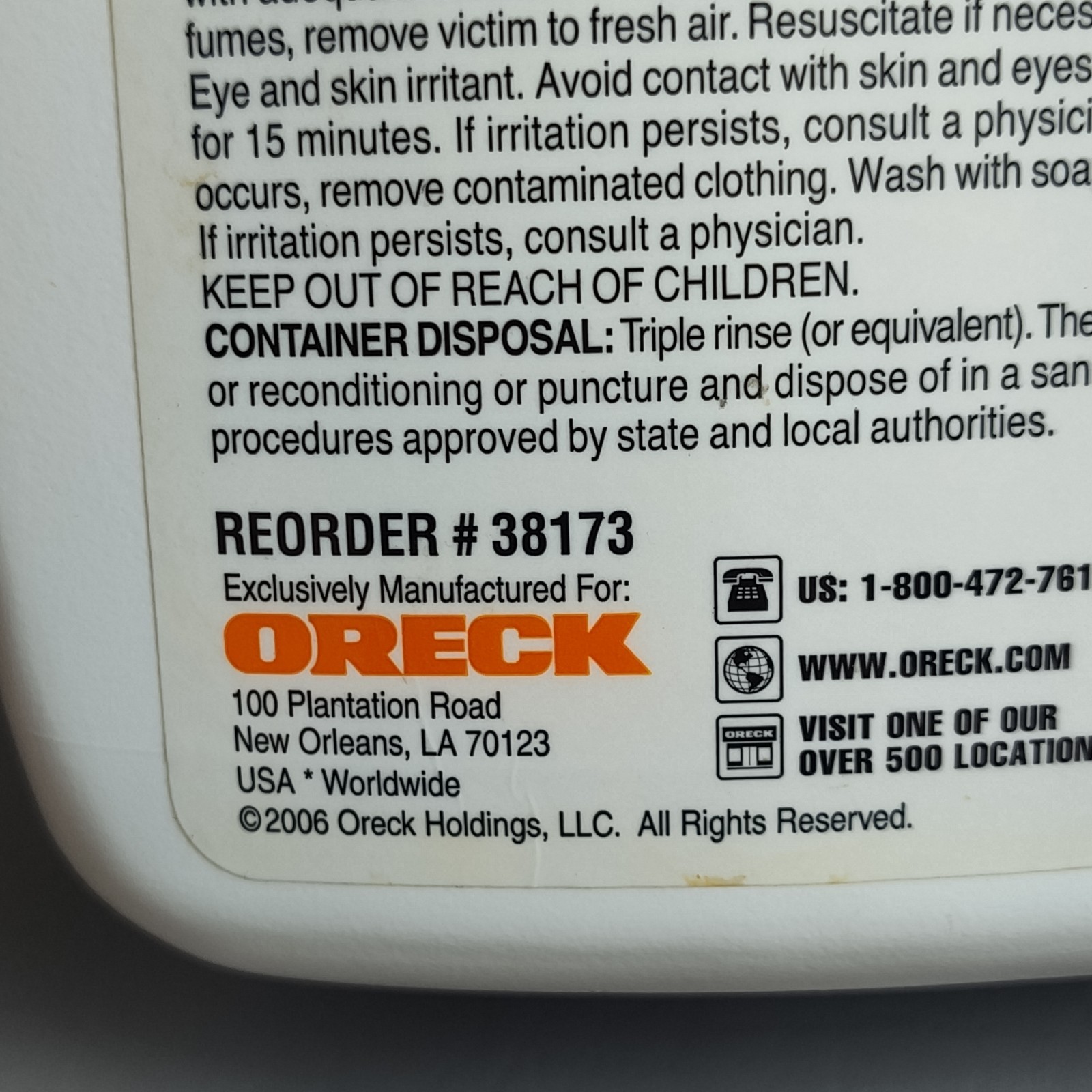 Oreck No Return Spot Remover For Localized Stains 85% Full Discontinued 32 oz.