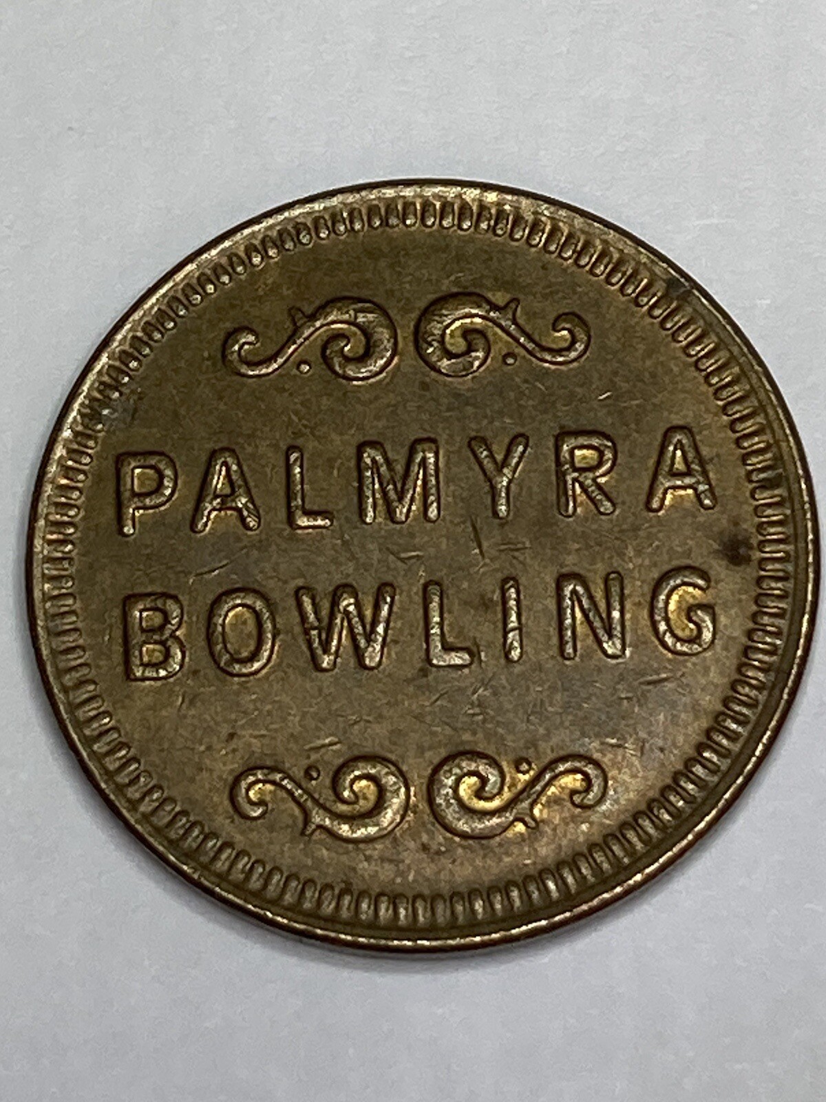SCARCE PALMYRA BOWLING ALLEY ARCADE TOKEN PENNSYLVANIA OBSOLETE #qd1