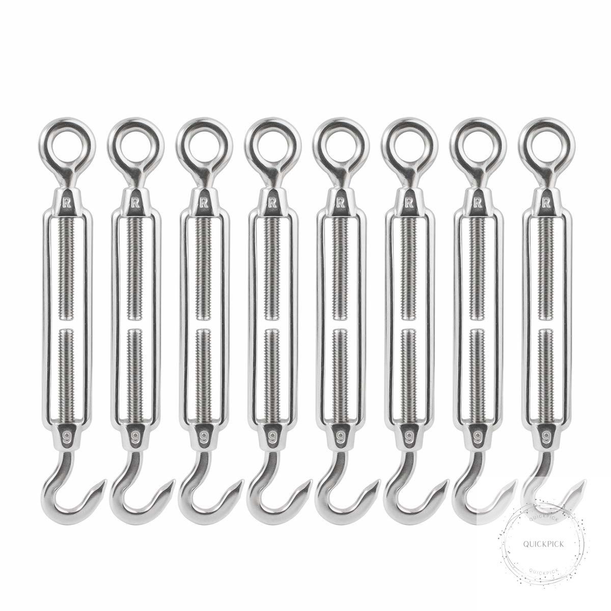 M6 1/4 inch Turnbuckles Hook 304 Stainless Steel Turnbuckle Heavy Duty Wire Rope
