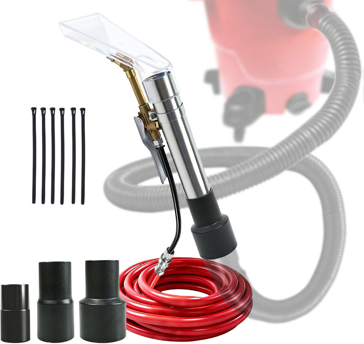 Extractor Hose Wand Kit W/ 3 Size Vacuum Adapters | Complete Hose & Hand Wand Se