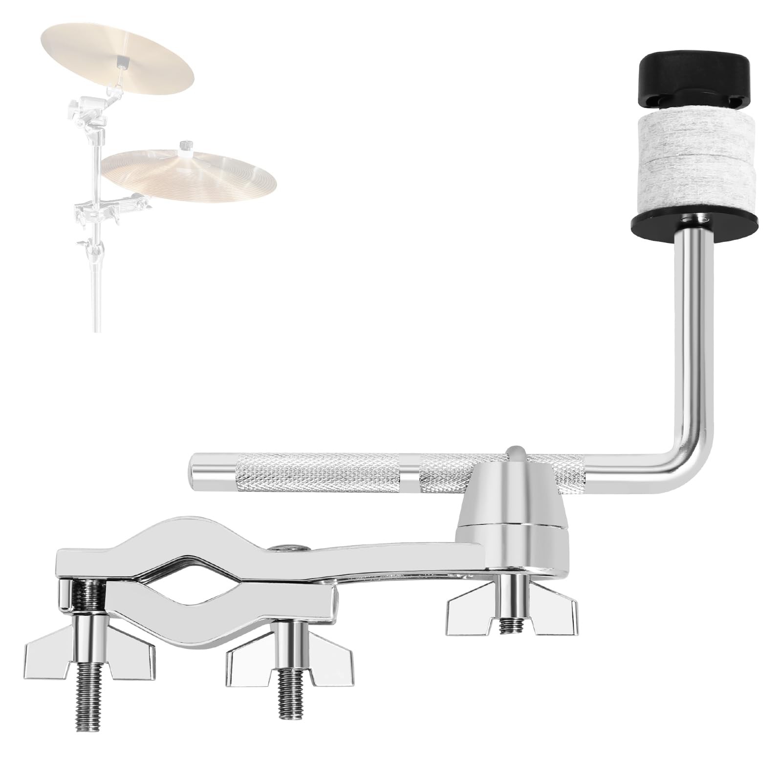 RANMING Drum Set Mounting Clamp Cymbal Stand Extension Arm L Silver