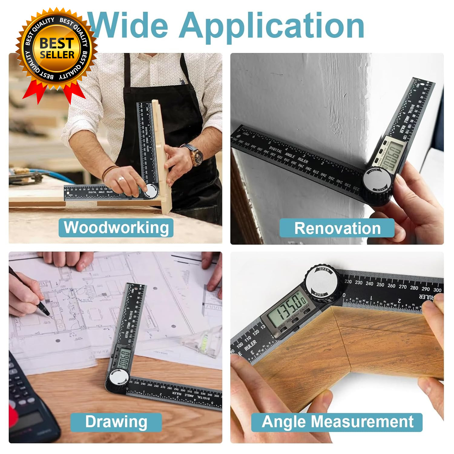 Third Generation Protractor Angle Finder Digital Angle Ruler with 7Inch/200Mm