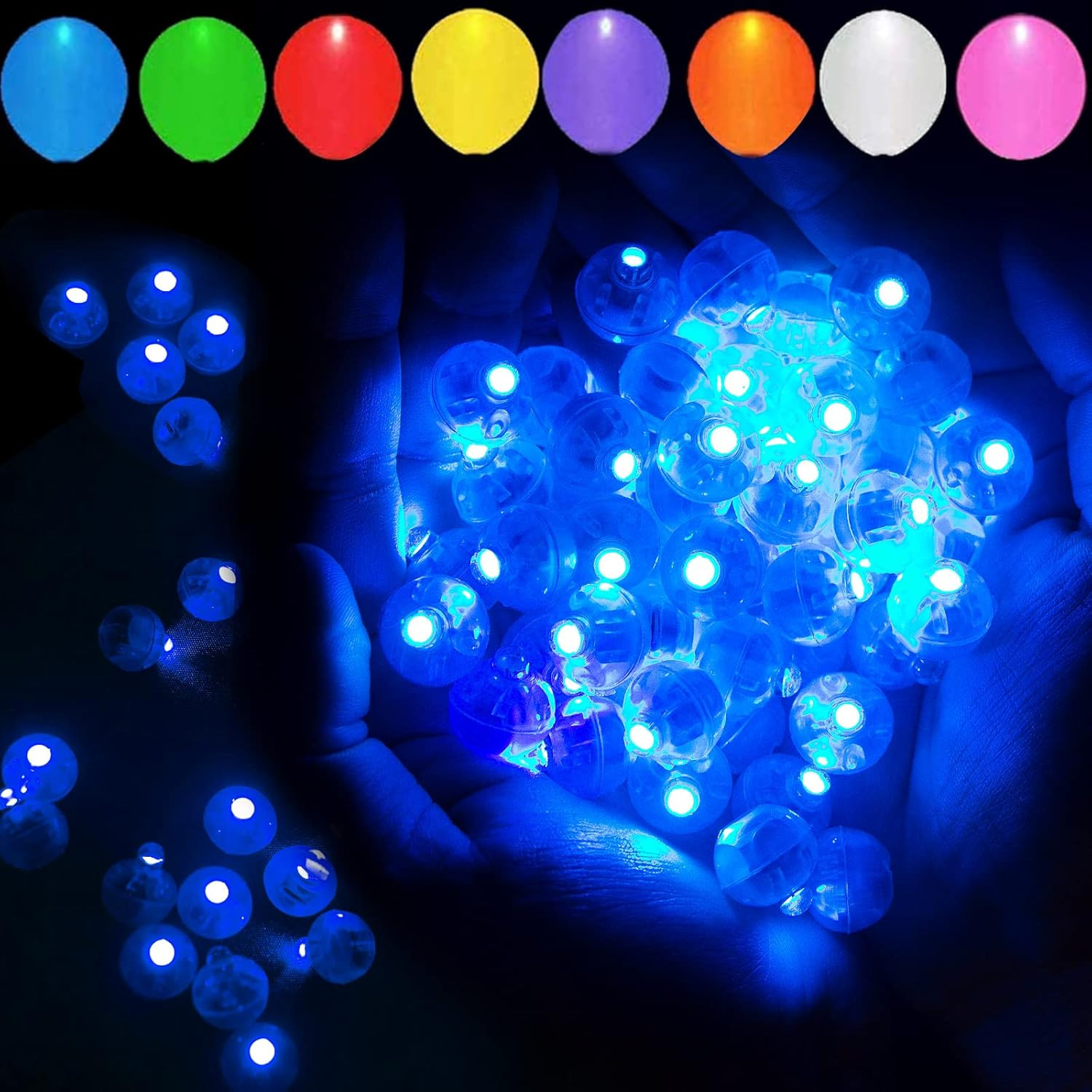 50pcs Blue LED Balloon Light, Round LED Ball Lamp Tiny Led Lighting Decoratio...
